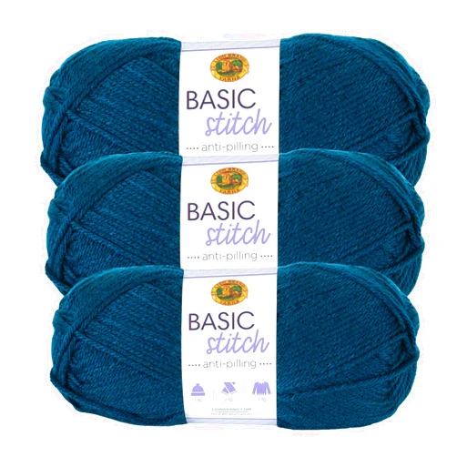 Lion Brand Yarn (3 Pack) Lion Brand Yarn Basic Stitch Anti Pilling Yarn, Steel Blue 3 Pack Steel Blue