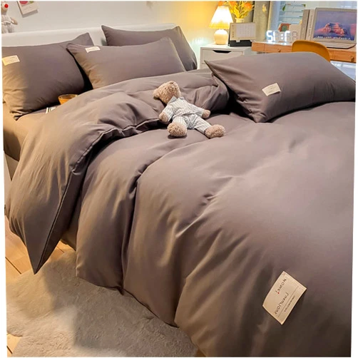 ANYSWBKN Super Soft 4 Piece Bedding Sets High-Grade Grey Cotton Minimalist Nordic Style with Comforters Sheets Pillowcases Grey King