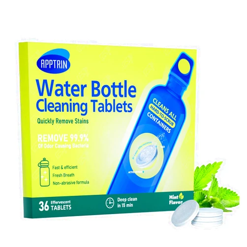 Apptrin Water Bottle Cleaning Tablets, 36 Pack Bottle Clean Tablet Hydration Bladder Cleansing Tablets for All Plastics and Glass Drinking Containers