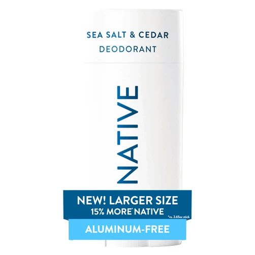 Native Aluminum Free Deodorant, Sea Salt & Cedar, Large Size Stick, 72 Hour Odor Control, for Women & Men, Contains Naturally Derived Ingredients, 3.1 oz