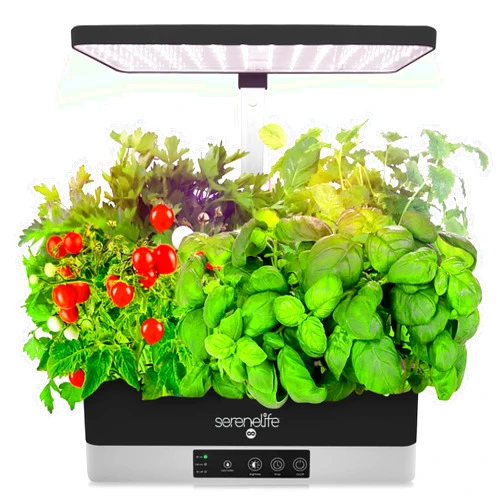 SereneLife Smart Indoor Garden - Hydroponic Herb Garden with 4000K Grow Lights Panel, Control Panel Settings, Water Stick, No Soil, Mess-Free, Height Adjustable, Grows Up to 6 Plants