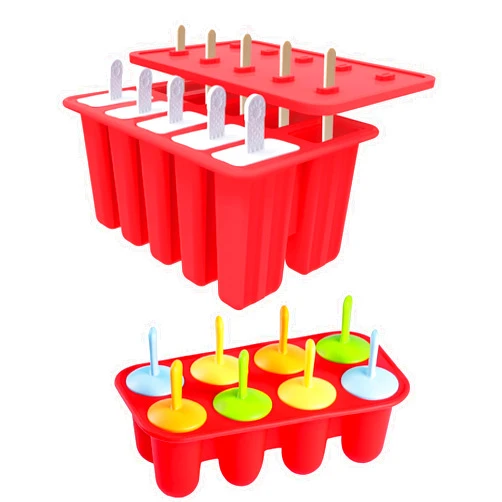 Miaowoof 10-Cav & 8-Cav Silicone Popsicle Mold for Kids, Non-BPA Premium Silicone Popsicles Molds Set