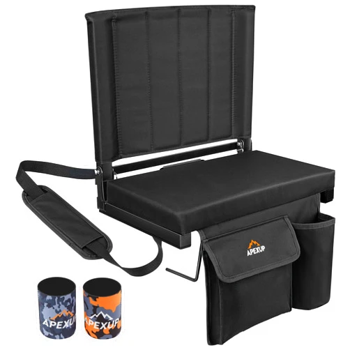APEXUP Stadium Seats with Back Support, Portable Bleacher Seat with Large Pocket and Cup Holder, Wide Stadium Chair for Sports Events and Concerts