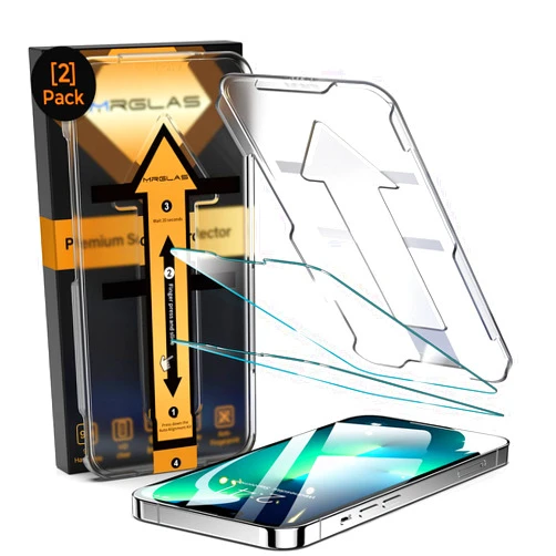 MRGLAS 2-Pack [Auto-Alignment Kit] Screen Protector for iPhone 13 Pro/ 13/ iPhone 14 6.1