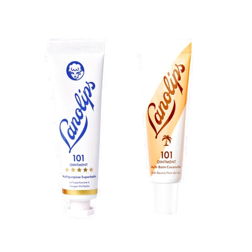 Lanolips Original & Coconut Set – Original Superbalm (0.52 oz) + Coconutter (0.35 oz) – Multipurpose Lanolin Lip Balms for Hydrated Lips, Cuticles & Dry Skin