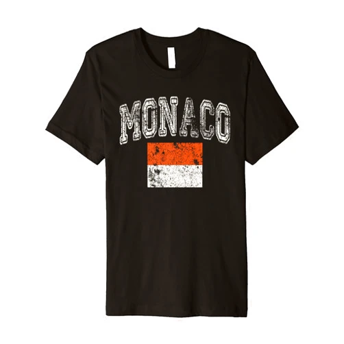 Threadrock Vintage Retro Faded Monaco Flag Monegasque Pride Premium T-Shirt