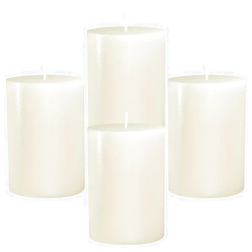 Amusaer 2x3 Inch Ivory Pillar Candles Small Unscented Dripless 24 Hours Column Candles for Dinner Table Christmas Wedding Home Relaxation Spa Church, 4 Packs, IVORY-2X3INCH-4PCS