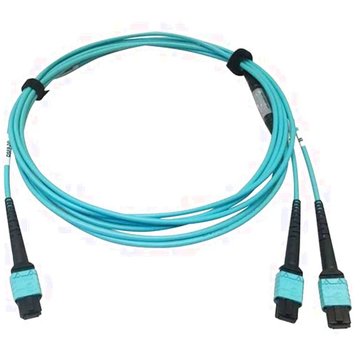 Tripp Lite 400GB Ethernet Fiber Optic Cable, Multimode 50/125 OM4 Cable, Plenum Rated, 24F MTP/MPO-PC to 2X 12F MTP/MPO-PC (F/F), 3m, Aqua (N846D-03M-24BAQ)