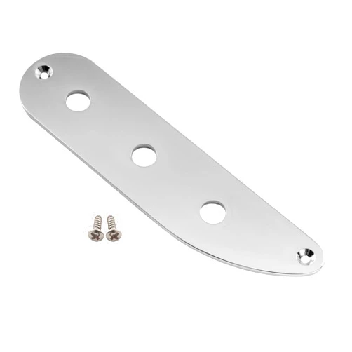 Musiclily Pro Steel 3-Hole Bass Control Plate for Vintage P Bass/Tele Bass Style Electric Bass, Chrome
