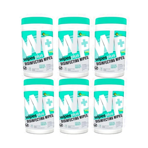 WIPESPLUS Disinfecting Surface Wipes Canister Bleach Free with Lemon Scent for Home and Business, 450 Count, (6 Packs of 75)