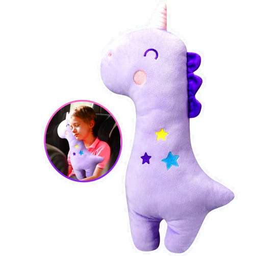 Farochy Unicorn Seat Belt Pillow Kids Cover, Vehicle Shoulder Pads, Car Seatbelt Cushion for Kids, Strap Pillows Animal Travel (Purple)
