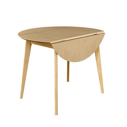 DAIVA CASA Orion 40 inch Drop Leaf Round Table - Birch Solid Wood Kitchen & Dining Room Furniture - Mid Century Modern Scandinavian Style – Brown Folding Table for Small Space…