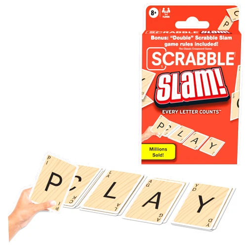 Winning Moves Scrabble Slam The Original 2000's Mega Hit Scrabble Card Game, Fast-Paced Card Game Version of Scrabble, for 2 to 4 Players, Ages 8+