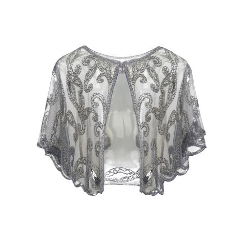 BABEYOND 1920s Shawl Wraps Sequin Beaded Evening Cape Bridal Shawl Bolero Flapper Cover Up