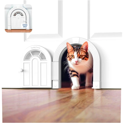 Purrfect Portal Cat Door Interior Door - No-Flap Cat Door for Interior Door, Cat Door Interior Door for Cats Up to 20 lbs, Easy DIY Setup, Secured Installation in Minutes, No Training Needed…