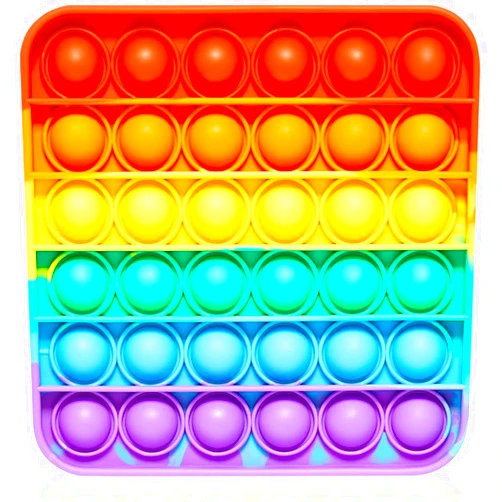 RadBizz Push Pop Bubble Fidget Sensory Toy - for Autism, Stress, Anxiety - Kids and Adults (Rainbow Square)