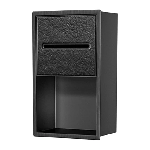 HJLKDYM Toilet Paper Dispenser with Recessed Wall Niche, No Tiles Required for Storage,Stainless Steel Toilet Paper Holder with Shelf,Multicolor(Black Frame+Black)