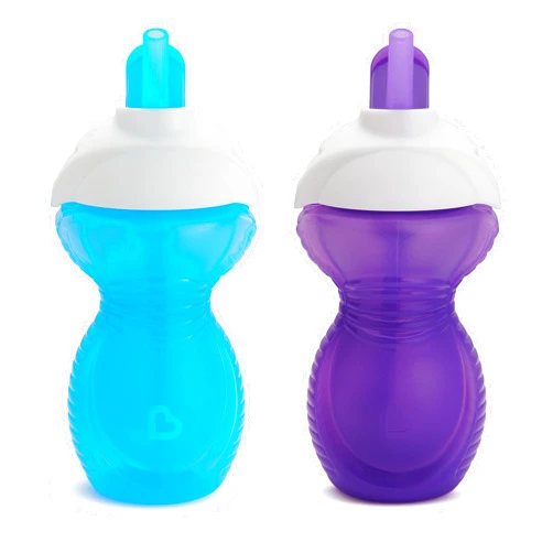 Munchkin® Click Lock™ Flip Straw Toddler Sippy Cup, 9 Ounce, 2 Pack, Blue/Purple