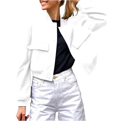 Zeagoo Women Bomber Jacket Casual Button Down Varsity Jackets Shackets With Pockets Outwear