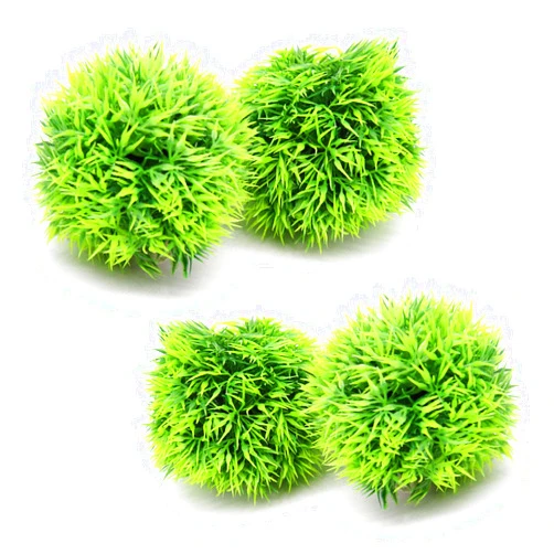 Besimple 4 Pack Aquarium Plastic Plants Grass Ball, Artificial Marimo Balls Green Water Plants Fish Tank Decorations