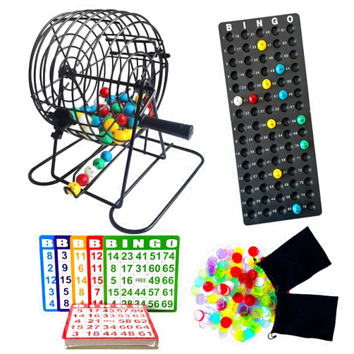 SEETOOOGAMES Deluxe Bingo Game Set - 8 Inch Metal Cage, 50 Bingo Cards, 300 Bingo Chips, Bingo Balls and Plastic Master Board, Great for Adults Large Groups, Famliy Games Nights Parties