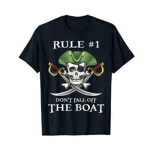 Funny Cruise Pirate Halloween Shirts Gift Rule #1 Don't Fall Off The Boat Cruise Pirate Party Gift T-Shirt