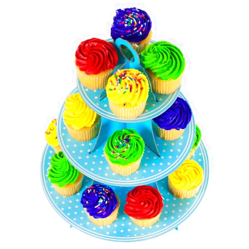 Pudgy Pedro's Blue 3 Tier Cupcake Stand Party Supplies (Polka Dot), 14 x 12