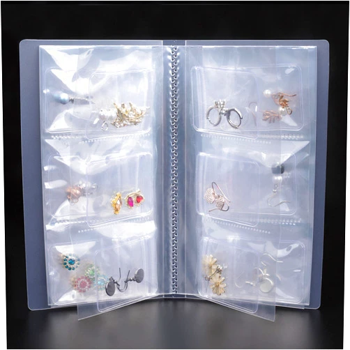 PAGOW Transparent Jewelry Holder Book, Anti Oxidation Jewelry Storage Album, Small Portable Travel Organizers for Rings, Necklace, Bracelets, Stud, and Earrings (84 Grids, 50 Bags)