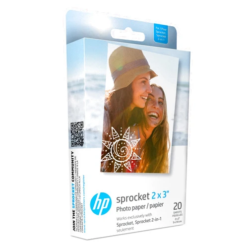 HP Sprocket 2x3 Premium Zink Sticky Back Photo Paper (20 Sheets) Compatible with HP Sprocket Photo Printers.