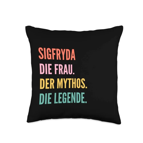 Lustige Namensentwürfe für Frauen Funny German First Name Design-Sigfryda Throw Pillow, 16x16, Multicolor