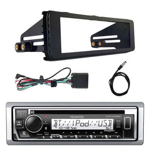 Enrock Marine Kenwood in-Dash Single-DIN Bluetooth CD Receiver Bundle Combo with Enrock Stereo Installation Kit ('98-'13 Harley Davidson, HD Touring), Marine 22