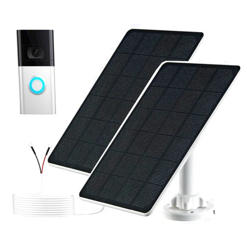 GENDOING 2PC Solar Panel Charger Compatible with Ring Video Doorbell 3/3+/4, Battery Video Doorbell Plus, 13ft Waterproof Charging Cable, 360°Adjustable Mount,5W 5V, 7.5 * 6.4