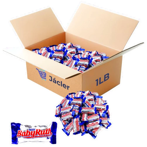 JÁCLER Baby Ruth Milk Chocolate Bars – Baby Ruth Fun Size Rich Caramel and Smooth Nougat Dry Roasted Peanuts – Fun Size Bulk Candy - Individually Wrapped (1 Pound)