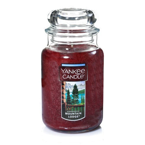 Yankee Candle Mountain Lodge Scented, Classic 22oz Large Jar Single Wick Aromatherapy Candle, Over 110 Hours of Burn Time, Apothecary Jar Fall Candle, Autumn Candle Scented for Home