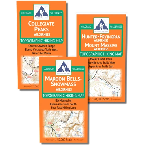 Outdoor Trail Maps Aspen Area Hiking Map Pack: Maroon Bells-Snowmass, Hunter-Fryingpan, Mt Massive, Collegiate Peaks