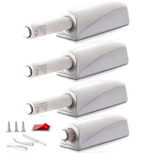 CBRIVE Push to Open Door Latch Cabinet Hardware CBRIVE® 4 Pack Magnetic Push Latches & Lock for Hidden Door Heavy Duty Magnet Push Release Drawer Pull Tip on Closet Close Touch Locking Strong Pop Out, Grey