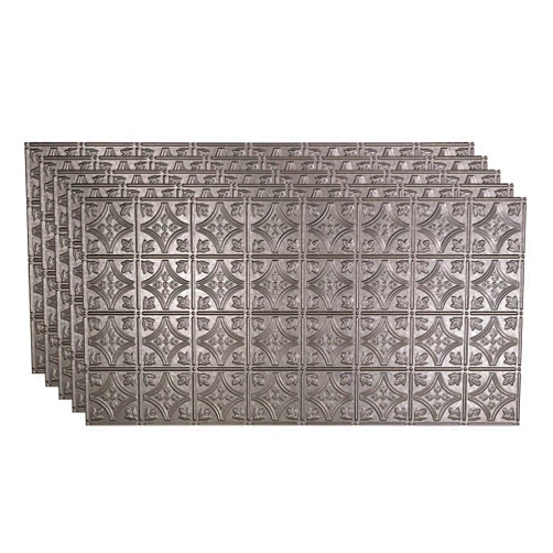 FASÄDE Traditional Style/Pattern 1 Decorative Vinyl 2ft x 4ft Glue Up Ceiling Panel in Galvanized Steel (5 Pack)