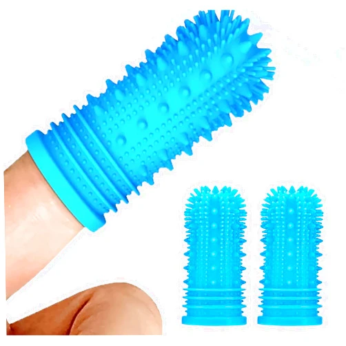 Pet Republique 360 Degree Finger Toothbrush for Dogs and Cats – Full Surround Silicone Bristles (3-Count & 1-Storage Case)