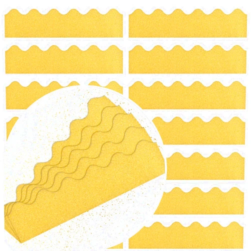 JYfeel Bulletin Board Borders,50 Pieces Gold Bulletin Board Decorations for for Bulletin Board/Black Board Trim,Teacher/Student Use for Classroom/School Decoration,55.8 Feet.with Dot Clear Stickers