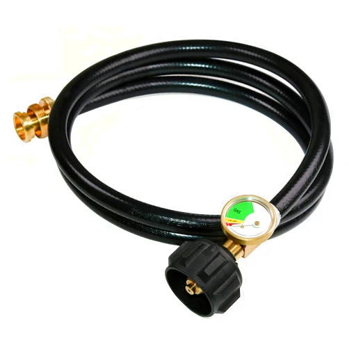 DOZYANT 5 FT Propane Hose Adapter with Propane Tank Gauge for Weber Q1200, 1000 Propane Grill, 1 lb to 20 lb Propane Converter Hose for Propane Stove, Tabletop Grill and More 1lb Portable Appliance