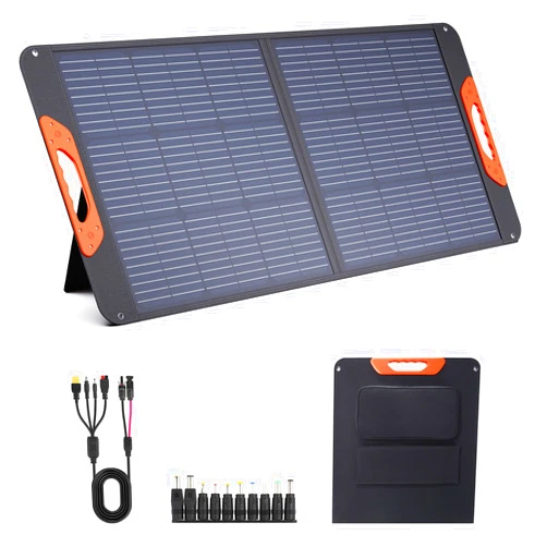 ZOUPW 100W Portable Solar Panel, 100 watt 20V Monocrystalline Foldable Solar Charger for Power Station,QC3.0 USB-A &Type-C Output,23.5% High Efficiency IP67 Waterproof for Camping RV Blackout