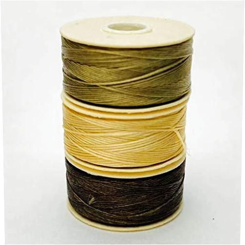 Eos Designs Studio Nymo Nylon Beading Thread Size D for Delica Beads, Brown, Sand & Champagne, 3 Bobbin Set, 64 Yards Each
