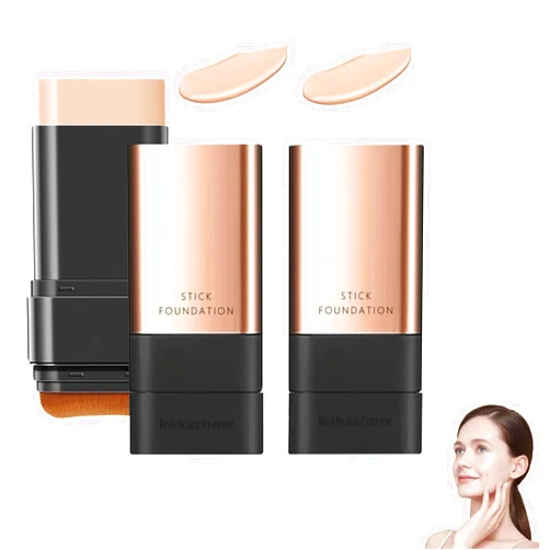 MYSQIHO 2Pcs 2 in 1- Luxury Anti-Wrinkle Foundation Stick, Korea Flawless Eraser Foundation Stick, Long-lasting Stick Foundation, Double Head Foundation Make-Up Stick (Brilliant White)