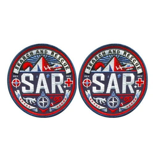 Patchion Set of Two - SAR - Search and Rescue - Sew-on - Embroidered Patch/Badge/Emblem