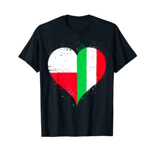 Ptera I Love Italy I Love Poland A Cool Flag Vintage Poland Italy Flag for Proud Polish Italian Pride T-Shirt