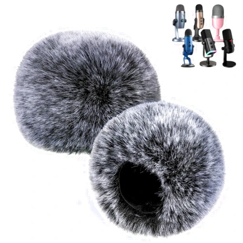 ZealSound Blue Yeti Pop Filter for Blue Yeti Microphone,Mic Foam Cover with Furry Windscreen Muff windshield for ZealSound K66/Yeti/Yeti X/Yeti Nano/Blue Yeti Pro/AM8/SoloCast and More 2 Pack (Gray)