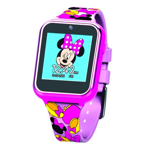 Disney Accutime Kids Disney Minnie Mouse Pink Educational, Touchscreen Smart Watch Toy for Girls, Boys, Toddlers - Selfie Cam, Learning Games, Alarm, Calculator, Pedometer and More (Size: 40mm)