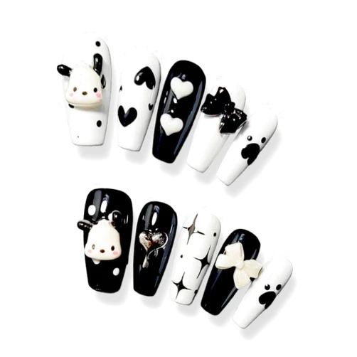 KOZUKI Anime press on nails kawaii press on nails kuromi press on nails pochacco press on nails anime 3D nail decal anime press on nails nana (POCHA)