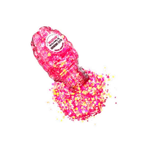 Neva Nude Face and Body Glitter Keychain - Holographic Chunky Loose Glitter for Festivals, Raves, and More | Cosmetic Grade | Super Sparkly (Raspberry Rushie Pink Glitz Grenade)