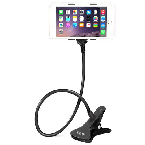 ZTON Cell Phone Holder, Universal Mobile Phone Stand, Lazy Bracket, Flexible Long Arms Clip Mount for iPhone, LG etc. in Office Bedroom Desktop (Black)